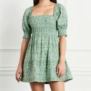 HILL HOUSE HOME ATHENA DRESS S GREEN BROCADE